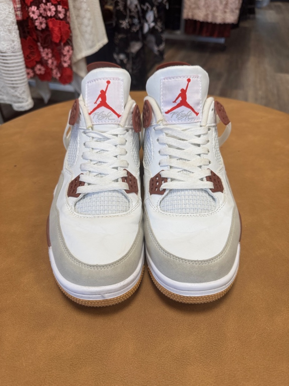 Jordan White Red Gum Lace-Up Sneakers